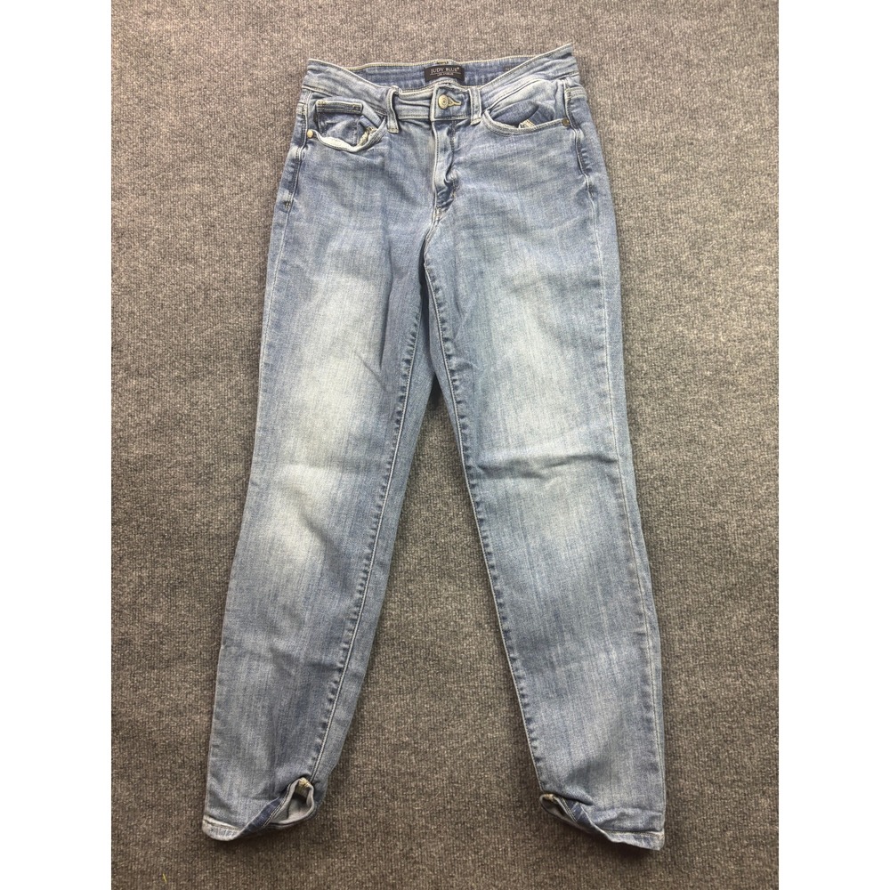 Judy Blue Boyfriend Jeans Women 3/26 Light Blue Notched Hem Stretch JB82335LT